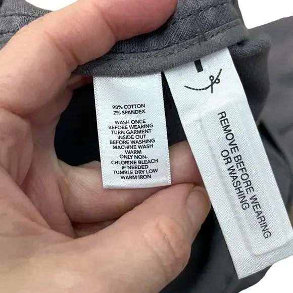 Ann Taylor Loft Military Style Denim Jacket 0 Gray Double Breasted Button Ruffle - Picture 8 of 8